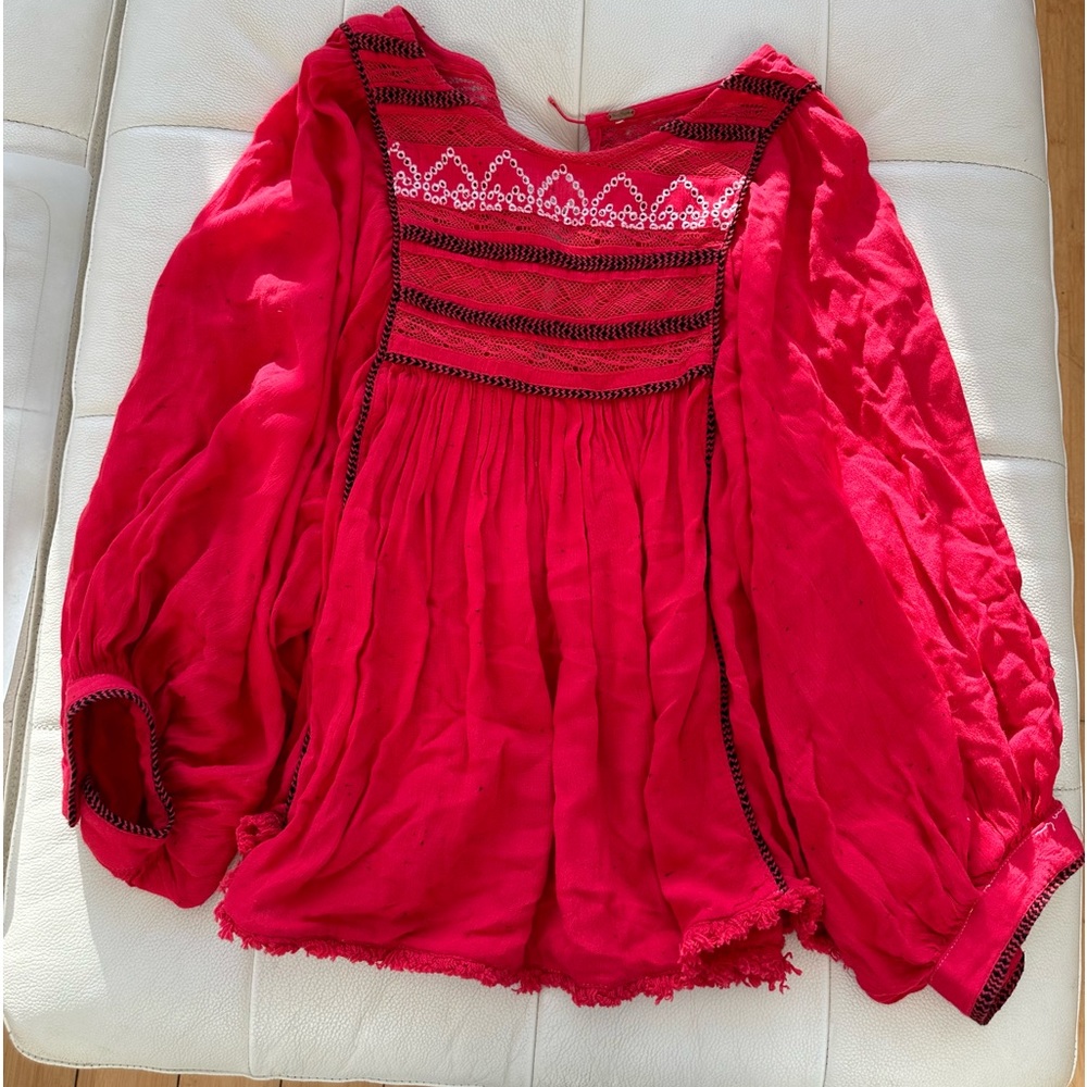 Free people gauze Cotten ruffle top